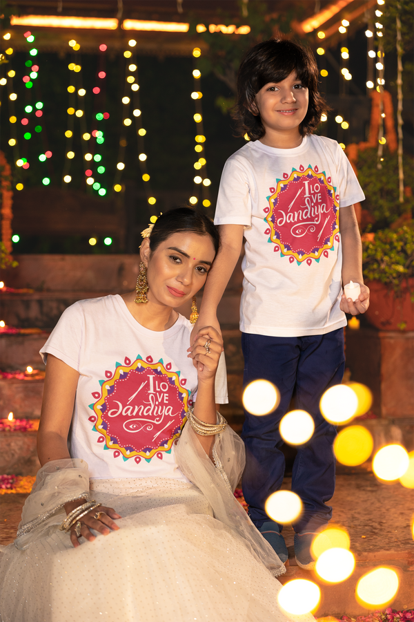 Printspourtoi | I Love Dandiya | Navratri Traditional T-Shirt | Happy Durga Puja| Navratri Special Printed T-Shirt