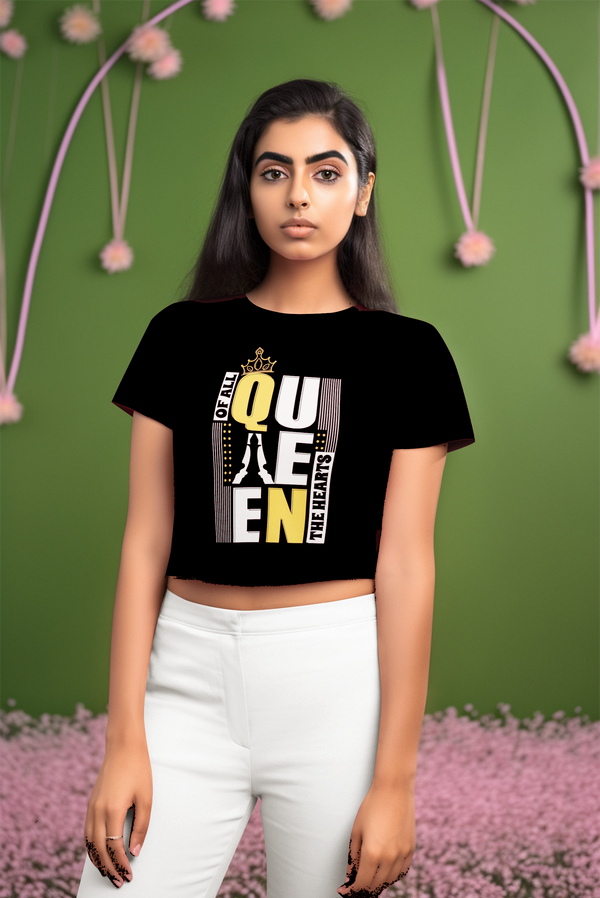 PRINTSPOURTOI CROP TOP | QUEEN OF ALL HEARTS | 100% COTTON | FOR WOMEN