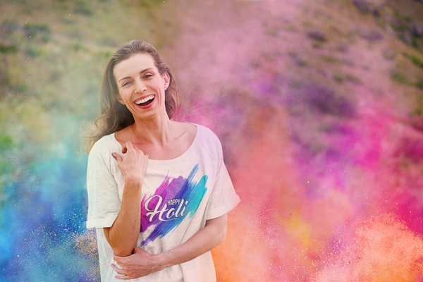 Happy Holi T-Shirt for Men /Women/White T-Shirt